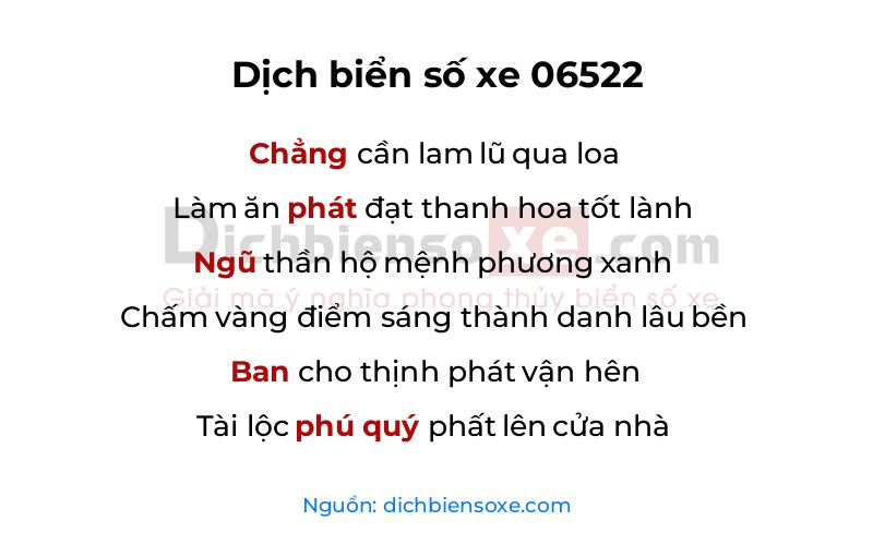 Dịch thơ biển số 06522