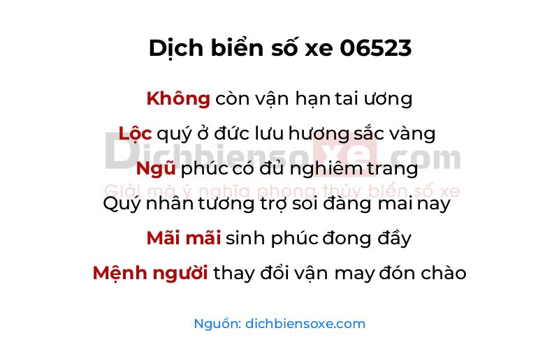 Dịch thơ biển số 06523