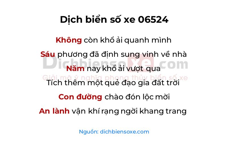 Dịch thơ biển số 06524