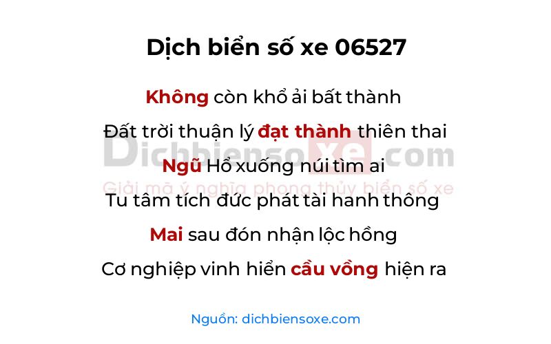 Dịch thơ biển số 06527