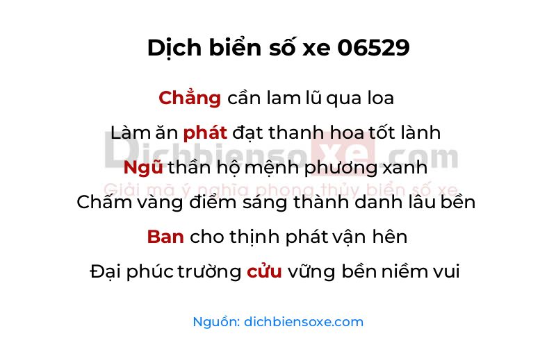 Dịch thơ biển số 06529