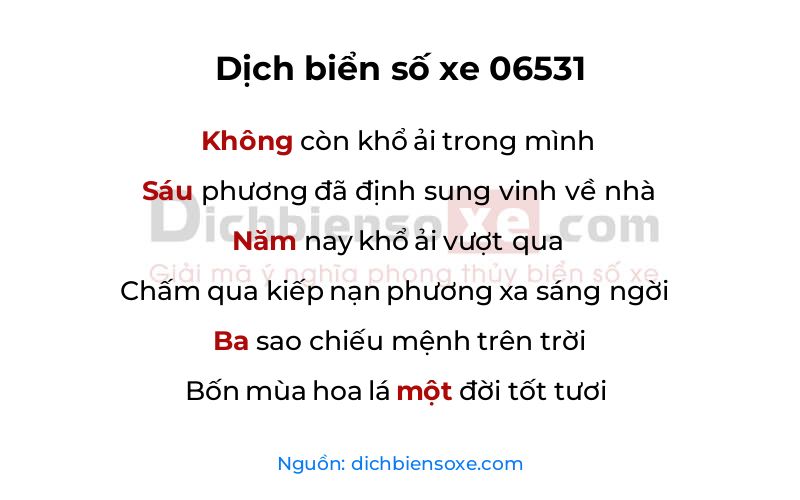 Dịch thơ biển số 06531