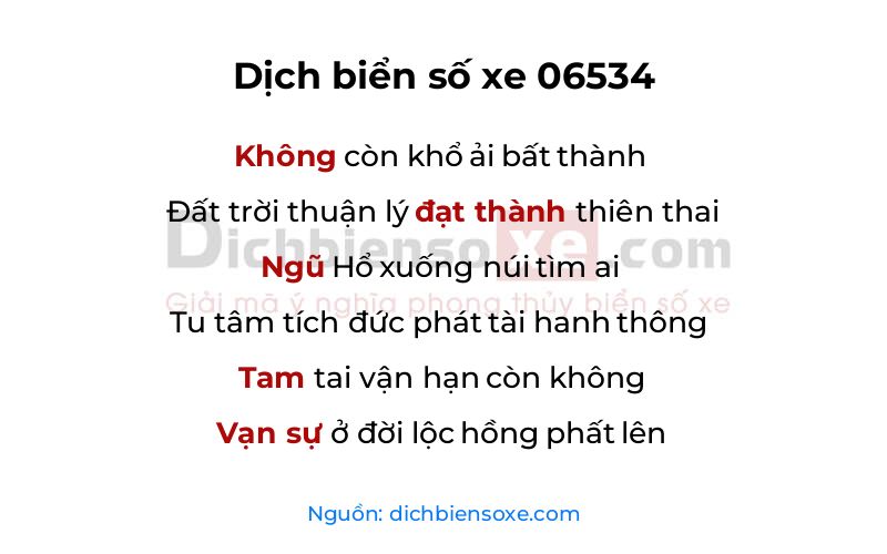 Dịch thơ biển số 06534