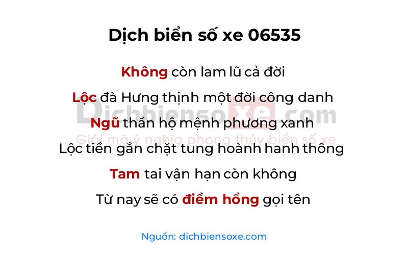 Dịch thơ biển số 06535