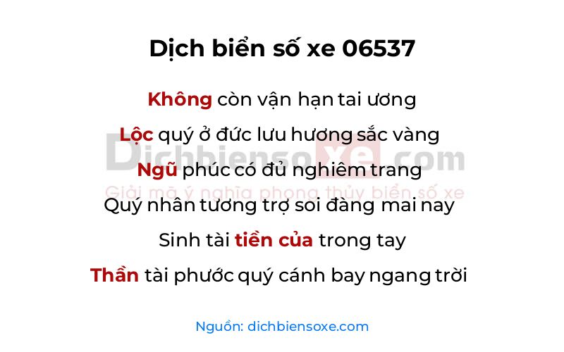 Dịch thơ biển số 06537