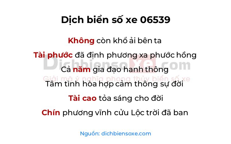 Dịch thơ biển số 06539