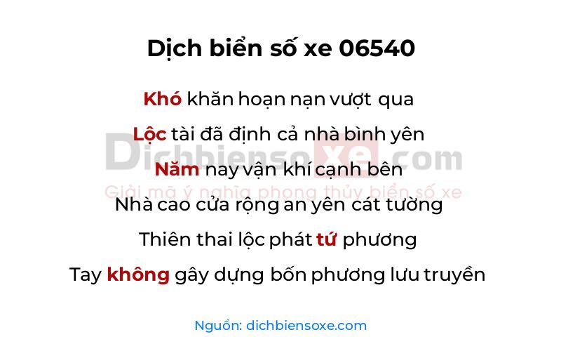 Dịch thơ biển số 06540