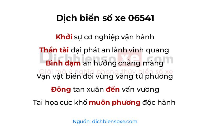 Dịch thơ biển số 06541