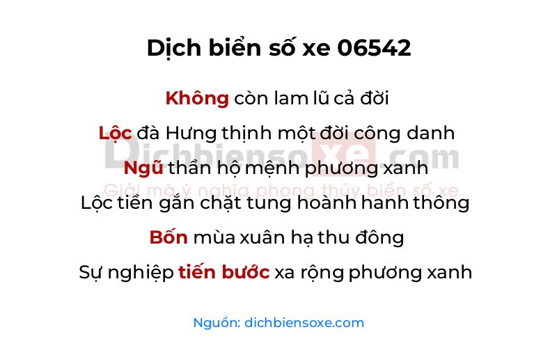 Dịch thơ biển số 06542