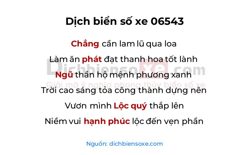 Dịch thơ biển số 06543