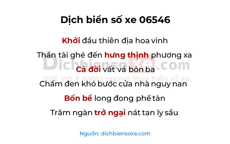 Dịch thơ biển số 06546