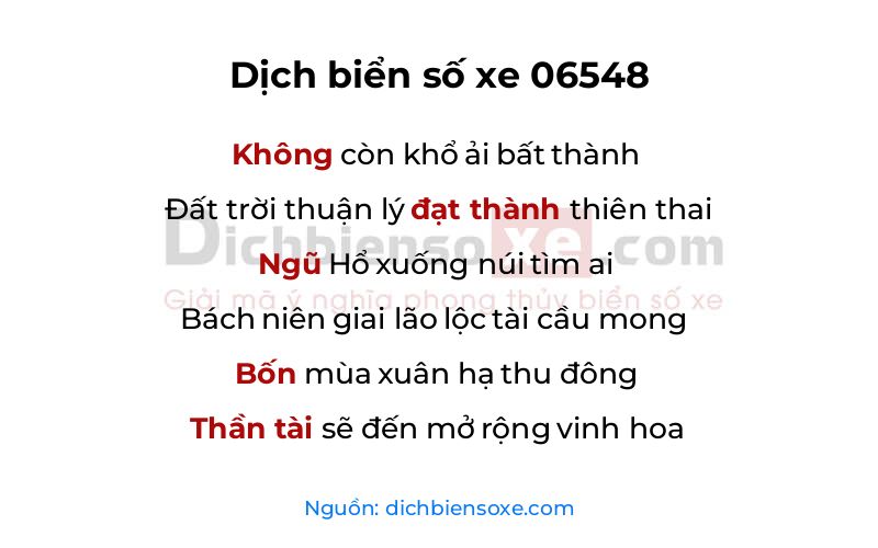 Dịch thơ biển số 06548