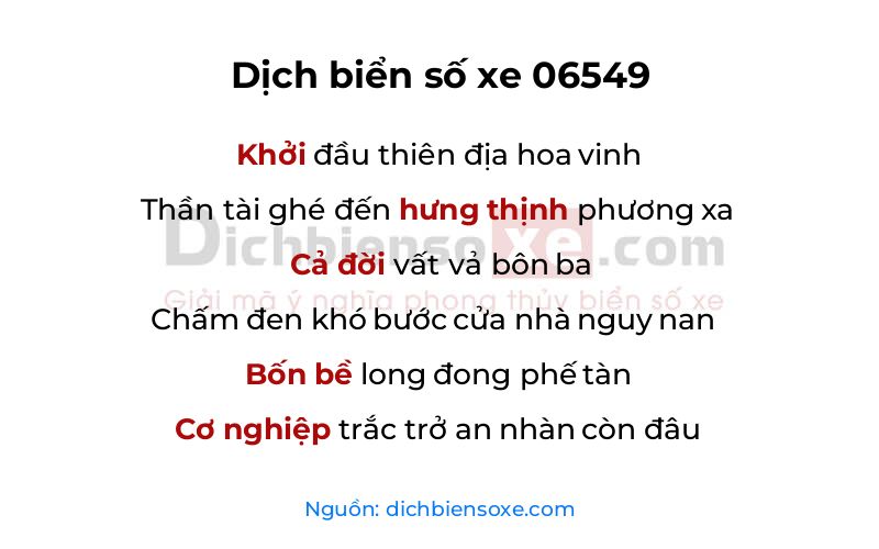 Dịch thơ biển số 06549