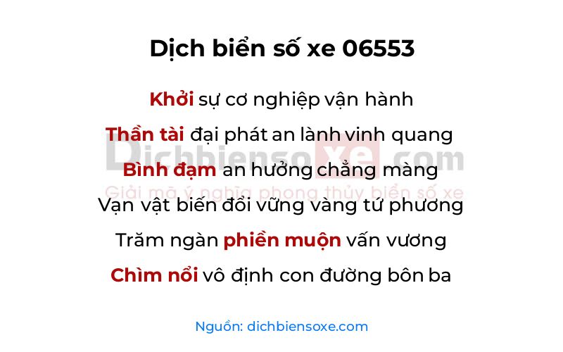 Dịch thơ biển số 06553