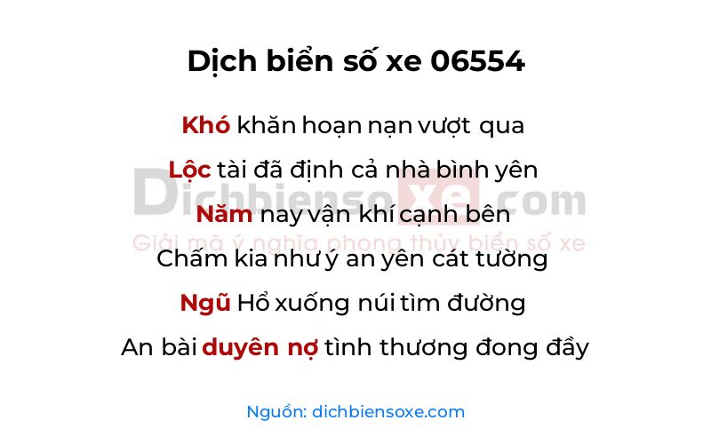 Dịch thơ biển số 06554