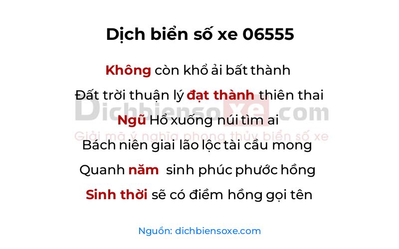 Dịch thơ biển số 06555