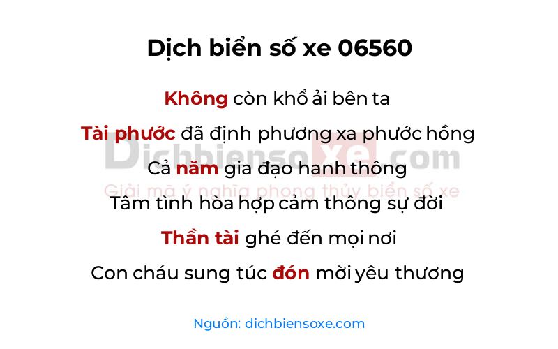 Dịch thơ biển số 06560