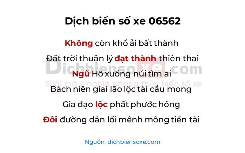 Dịch thơ biển số 06562