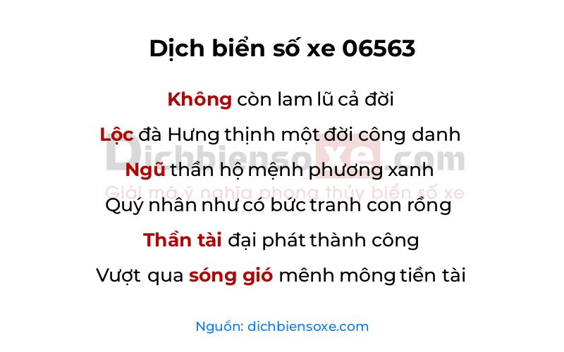 Dịch thơ biển số 06563