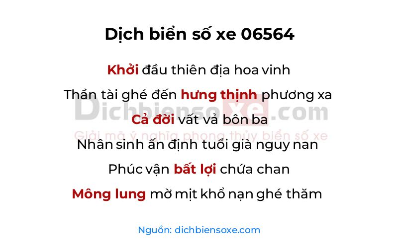 Dịch thơ biển số 06564