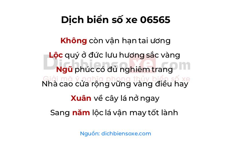 Dịch thơ biển số 06565