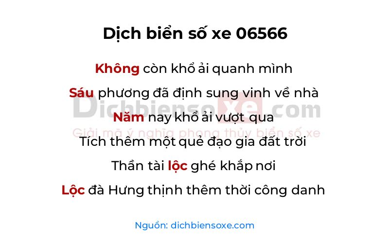 Dịch thơ biển số 06566