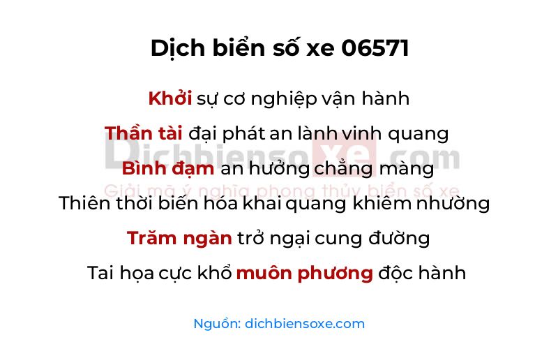 Dịch thơ biển số 06571