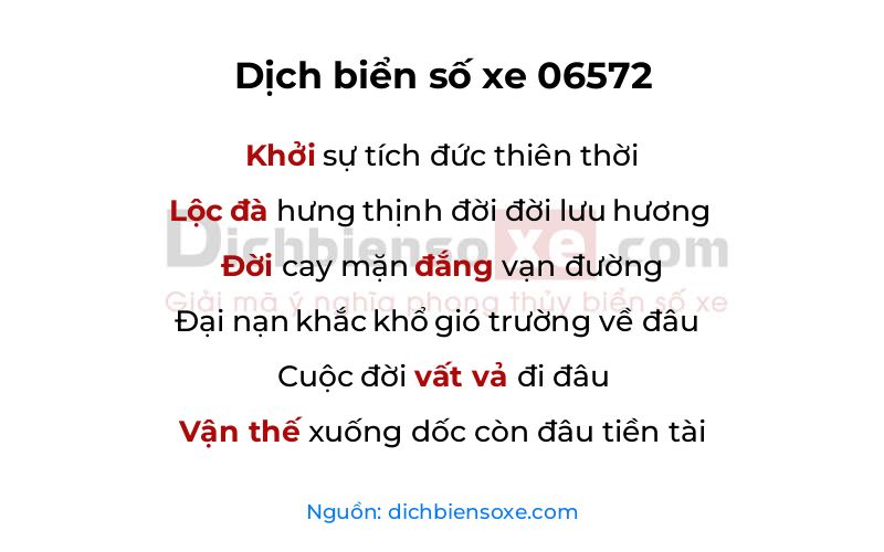Dịch thơ biển số 06572