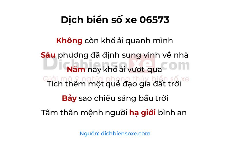 Dịch thơ biển số 06573