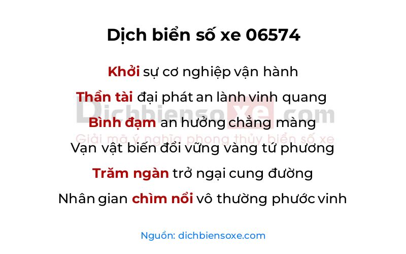 Dịch thơ biển số 06574