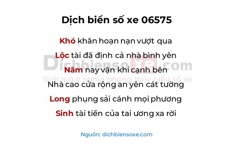 Dịch thơ biển số 06575