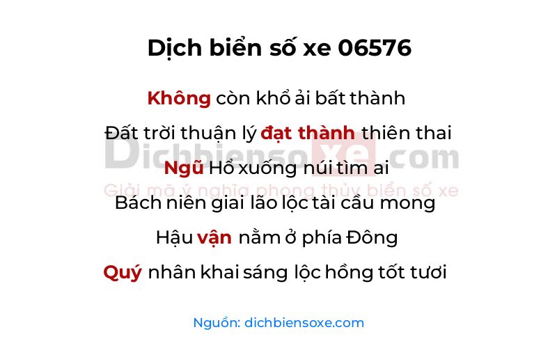 Dịch thơ biển số 06576