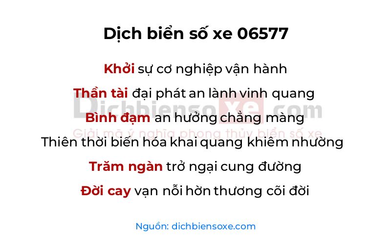 Dịch thơ biển số 06577