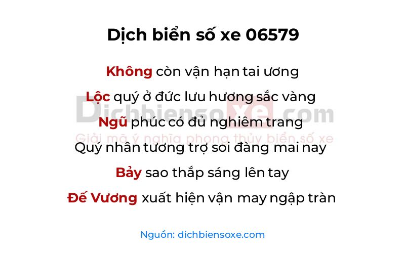 Dịch thơ biển số 06579