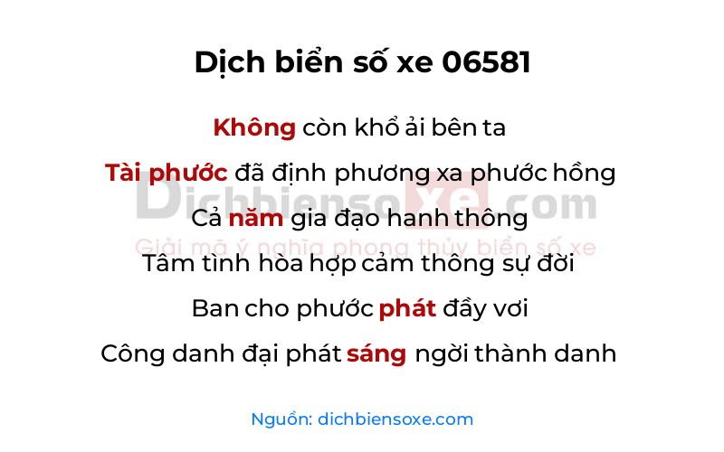 Dịch thơ biển số 06581