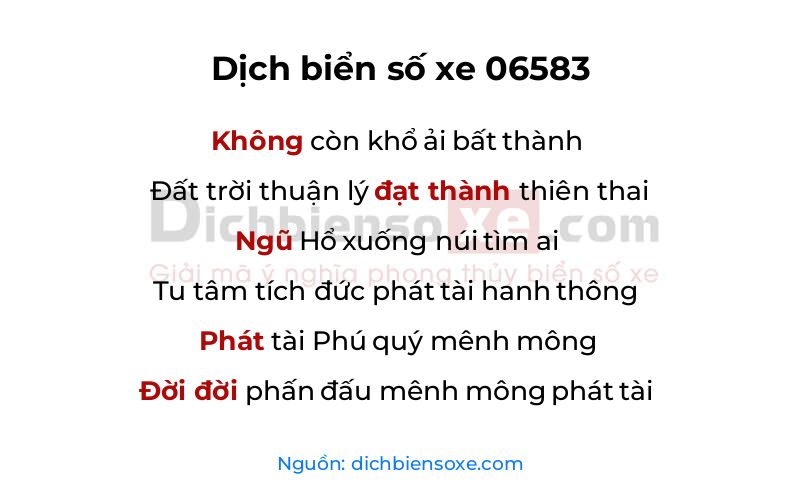 Dịch thơ biển số 06583
