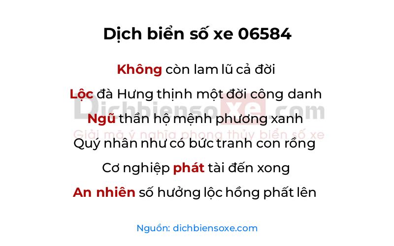 Dịch thơ biển số 06584