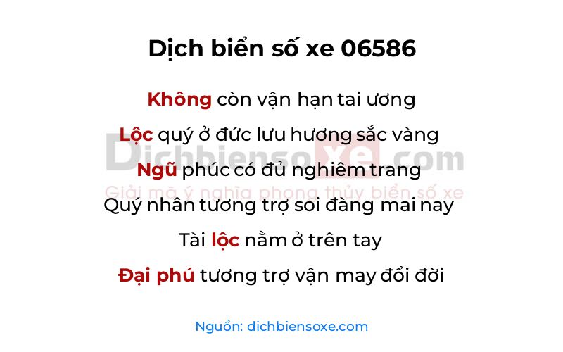 Dịch thơ biển số 06586
