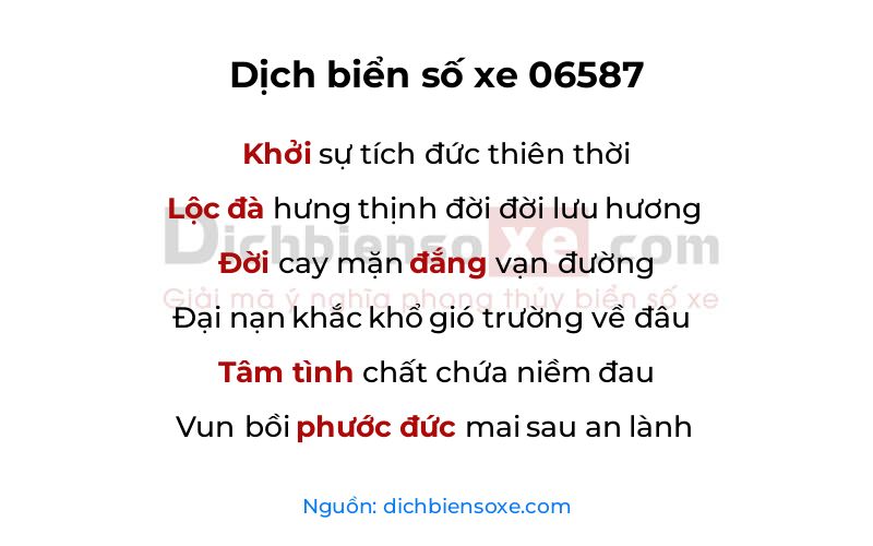 Dịch thơ biển số 06587