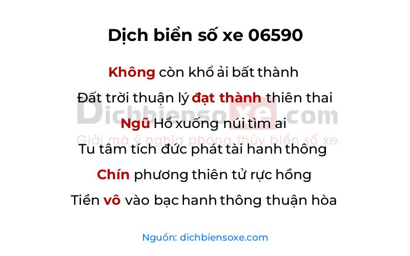 Dịch thơ biển số 06590