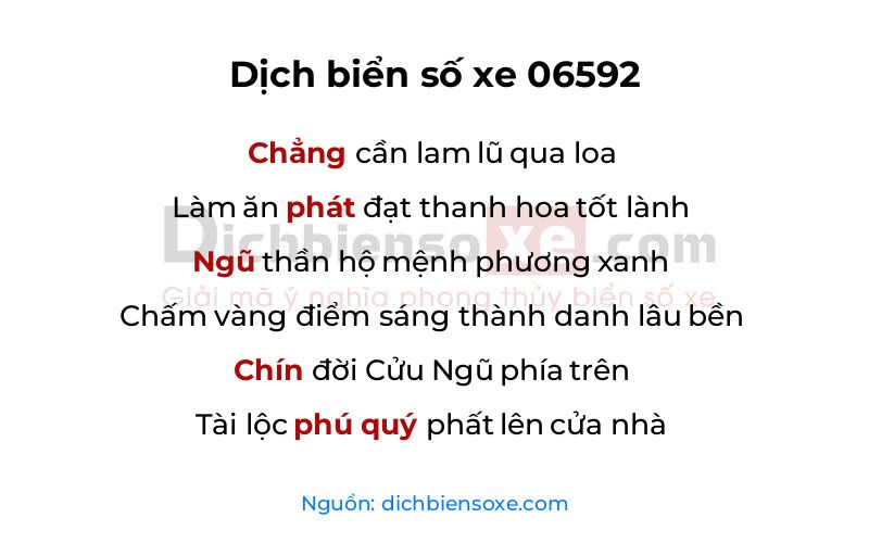 Dịch thơ biển số 06592