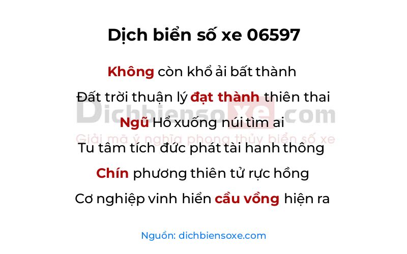 Dịch thơ biển số 06597