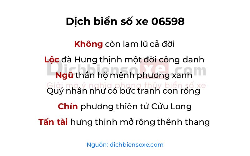 Dịch thơ biển số 06598