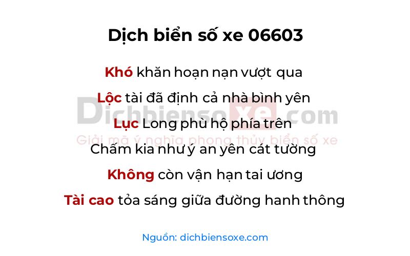 Dịch thơ biển số 06603