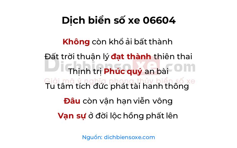 Dịch thơ biển số 06604