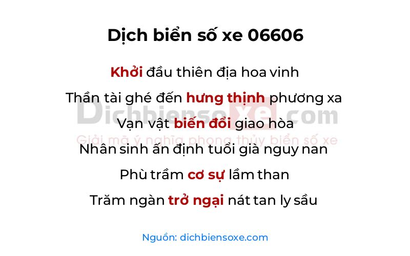 Dịch thơ biển số 06606