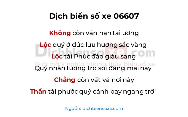 Dịch thơ biển số 06607
