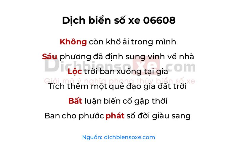 Dịch thơ biển số 06608