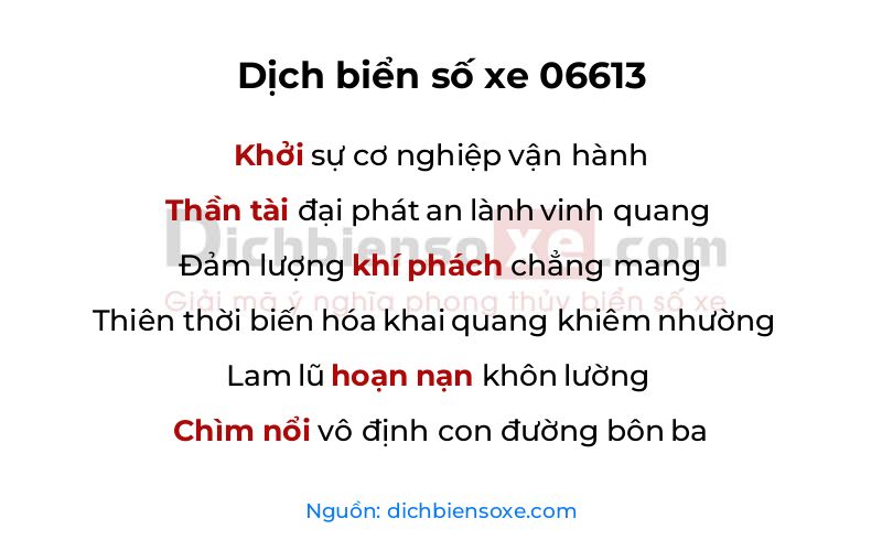 Dịch thơ biển số 06613
