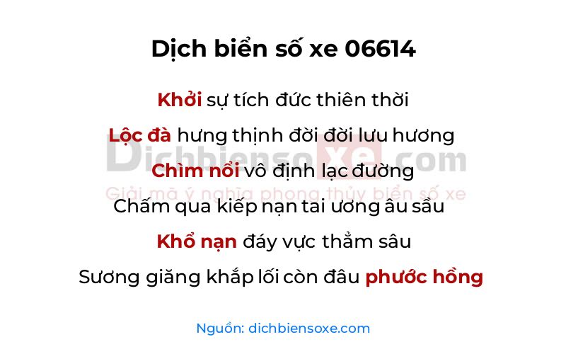Dịch thơ biển số 06614
